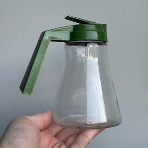 Syrup Sauce Cruet Pitcher Vintage Androck Glass Avocado 50s Green Pancakes